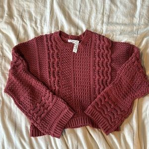 Madewell Burgundy Cable Knit Sweater